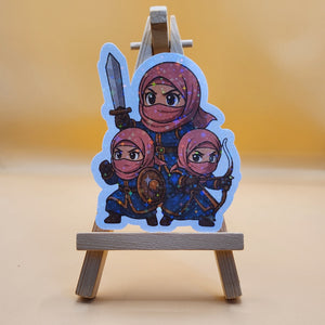 🛡️ Guerrière musulmane kawaii – Sticker premium