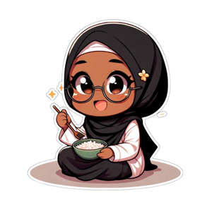🍚🧕 "Bismillah & Bon appétit !" – Le sticker qui fait sourire avant chaque bouchée 💖