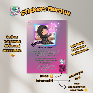 🌟 Sticker Mural Dua du Réveil - Kawaii Muslim 🌟 (Édition Aya)