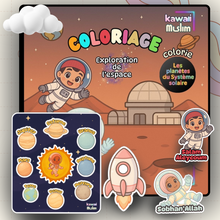 Charger l&#39;image dans la galerie, Box Coloriage Kawaii Muslim –  Aya &amp; Ali à la découverte du 🚀Système Solaire 🌍
