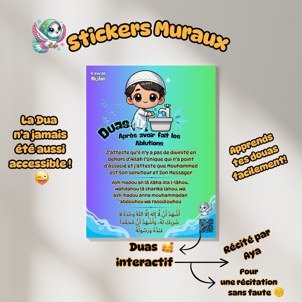 Sticker Mural Dua après Ablutions🥰 - Kawaii Muslim