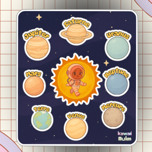 Box Coloriage Kawaii Muslim –  Aya & Ali à la découverte du 🚀Système Solaire 🌍