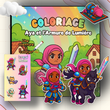Charger l&#39;image dans la galerie, 🌟Box Coloriage Kawaii Muslim – 🔥Aya et l&#39;armure de lumière🔥 ✨
