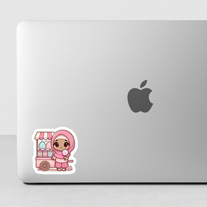 🍬🧕 "Petite vendeuse de bonbons" – Le sticker qui fait fondre avec douceur et rose sucré 🌸🍭