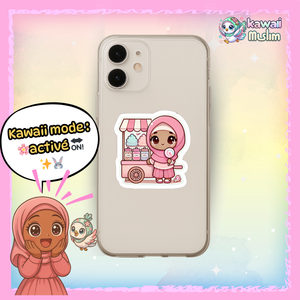 🍬🧕 "Petite vendeuse de bonbons" – Le sticker qui fait fondre avec douceur et rose sucré 🌸🍭