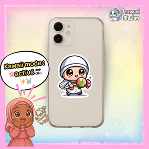 🍭🤍 "Petite douceur, grand Bismillah" – Le sticker qui fait briller les cœurs et les bonbons ✨🧒