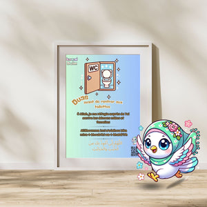 🌟✨ Sticker Mural Dua avant d'Entrer aux Toilettes - Kawaii Muslim 🌟