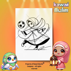 Kawaii Muslim - Coloriage de Football