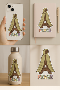 🌟 Sticker "Peace" – La Tour Eiffel en Hijab 🌟