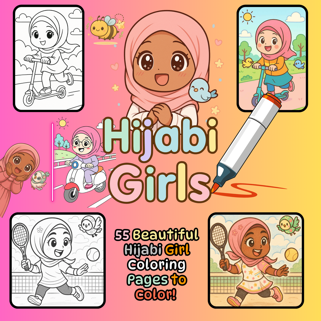 🌟 Hijabi Girls - Livre de Coloriage à Télécharger (55 pages) 🌟